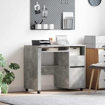 ARDEBO.de - Tisch mit Rädern Beton Grau Holzwerkstoff 91 x 50 x 77 cm