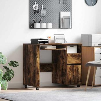 ARDEBO.de - Tisch mit Rädern Geräucherte Eiche Holzwerkstoff