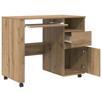 Tisch mit Rädern Artisan-Eiche Holzwerkstoff 91 x 50 x 77 cm