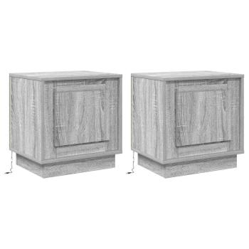 Nachttisch 2 stk. Grau 44 x 34,5 x 45 cm Holzwerkstoff