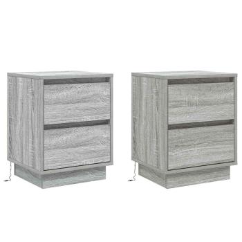 Nachttisch 2 stk. Grau 39 x 34,5 x 50 cm Holzwerkstoff