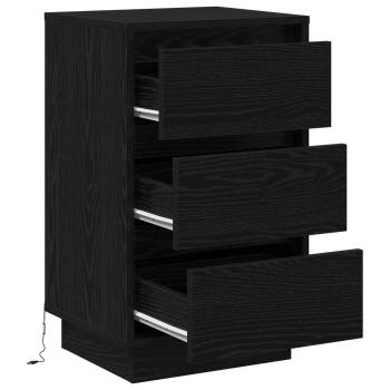 Nachttisch Schwarz Eichen-Optik 39 x 34,5 x 65 cm Holzwerkstoff