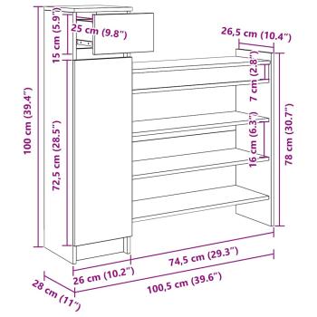 Schuhschrank 100,5 x 28 x 100 cm Holzwerkstoff