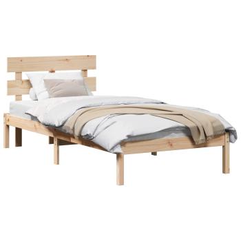 Bettgestell mit Kopfteil Braun 90 x 200 cm Massivholz Kiefer