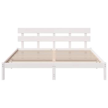 Bettgestell mit Kopfteil Weiß 200 x 200 cm Massivholz Kiefer