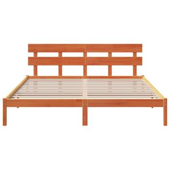 Bettgestell mit Kopfteil Braun 200 x 200 cm Massivholz Kiefer