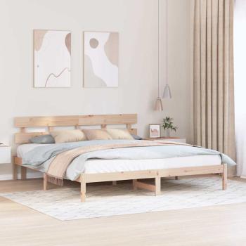 ARDEBO.de - Bettgestell mit Kopfteil Braun 180 x 200 cm Massivholz Kiefer