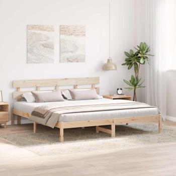 Bettgestell mit Kopfteil Braun 180 x 200 cm Massivholz Kiefer