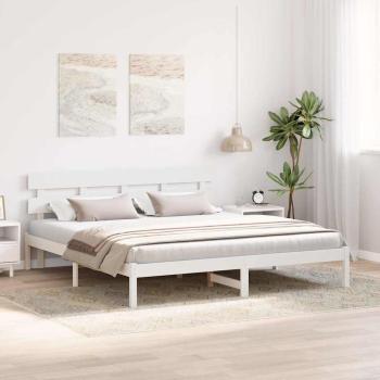 Bettgestell mit Kopfteil Weiß 180 x 200 cm Massivholz Kiefer