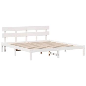 Bettgestell mit Kopfteil Weiß 180 x 200 cm Massivholz Kiefer
