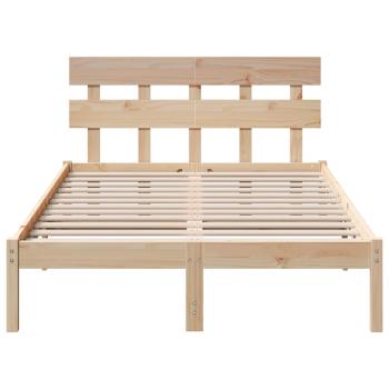 Bettgestell mit Kopfteil Braun 120 x 190 cm Massivholz Kiefer