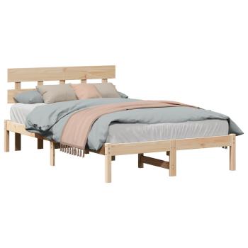 Bettgestell mit Kopfteil Braun 140 x 190 cm Massivholz Kiefer