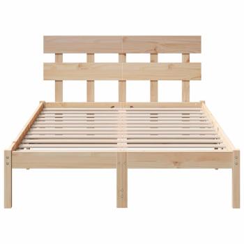 Bettgestell mit Kopfteil Braun 140 x 190 cm Massivholz Kiefer