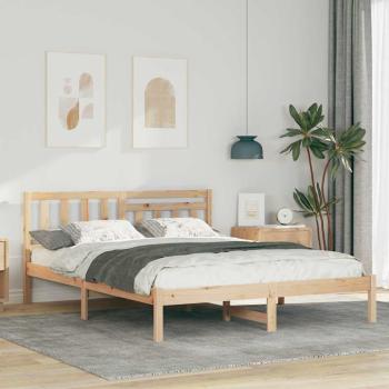 ARDEBO.de - Bettrahmen mit Kopfteil Braun 150 x 200 cm Massives Kiefernholz