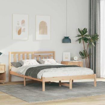 ARDEBO.de - Bettrahmen mit Kopfteil Braun 135 x 190 cm Massives Kiefernholz