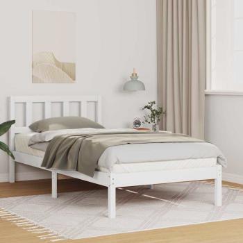 ARDEBO.de - Bettrahmen mit Kopfteil Weiß 75 x 190 cm Massives Kiefernholz