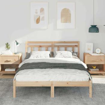 Bettrahmen Braun 135 x 190 cm Massives Kiefernholz