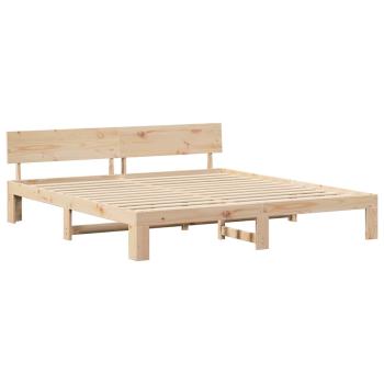Bettrahmen mit Kopfteil Natur 200 x 200 cm Massives Kiefernholz