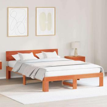 ARDEBO.de - Bettrahmen Wachsbraun 140 x 200 cm Massives Kiefernholz