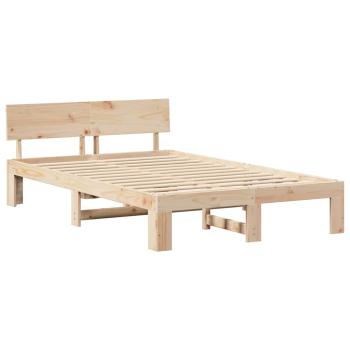 Bettrahmen mit Kopfteil Natur 120 x 200 cm Massives Kiefernholz