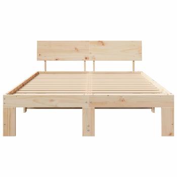 Bettrahmen mit Kopfteil Natur 140 x 190 cm Massives Kiefernholz