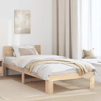 ARDEBO.de - Bettrahmen mit Kopfteil Natur 75 x 190 cm Massives Kiefernholz