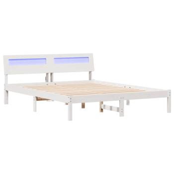 Bettrahmen mit Kopfteil Weiß 140 x 200 cm Massives Kiefernholz