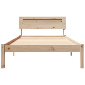 Bettrahmen mit Kopfteil Braun 75 x 190 cm Massives Kiefernholz