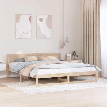 ARDEBO.de - Bettrahmen mit Kopfteil Natur 200 x 200 cm Massives Kiefernholz
