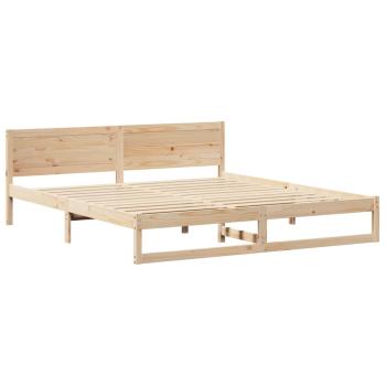 Bettrahmen mit Kopfteil Natur 200 x 200 cm Massives Kiefernholz