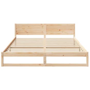 Bettrahmen mit Kopfteil Natur 200 x 200 cm Massives Kiefernholz