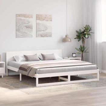 Bettrahmen mit Kopfteil Weiß 200 x 200 cm Massives Kiefernholz