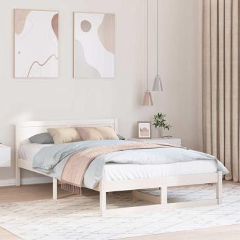 ARDEBO.de - Bettrahmen mit Kopfteil Weiß 120 x 200 cm Massives Kiefernholz