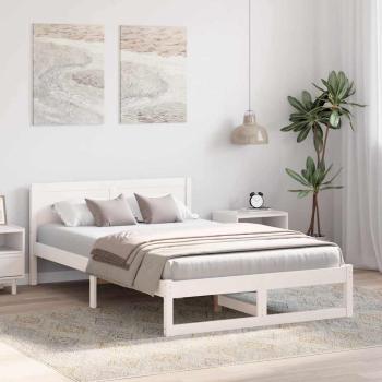 Bettrahmen mit Kopfteil Weiß 120 x 200 cm Massives Kiefernholz