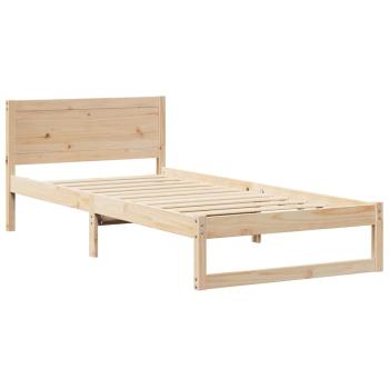 Bettrahmen mit Kopfteil Natur 90 x 200 cm Massives Kiefernholz