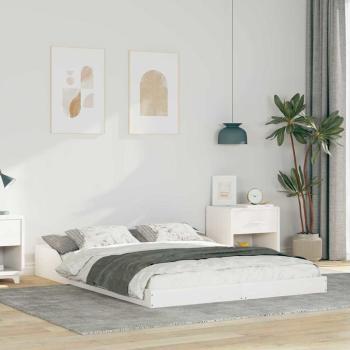 ARDEBO.de - Bettrahmen Weiß 140 x 190 cm Massives Kiefernholz