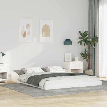 ARDEBO.de - Bettrahmen Weiß 160 x 220 cm Massives Kiefernholz