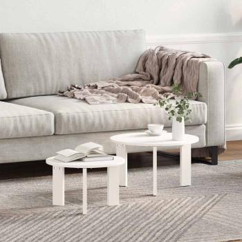 ARDEBO.de - Couchtisch 2 stk. Weiß 47,5 x 47,5 x 27 cm Massivholz Kiefer