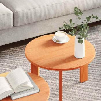 Couchtisch 2 stk. Wachsbraun 47,5 x 47,5 x 27 cm