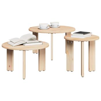 Couchtisch 3 stk. Natur 47,5 x 47,5 x 27 cm Massivholz Kiefer