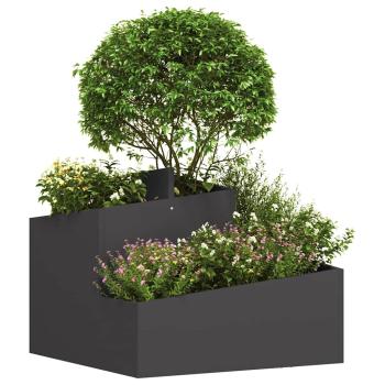 Garten-Pflanzgefäß Schwarz 60 x 60 x 50 cm Kaltgewalzter Stahl