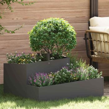 ARDEBO.de - Garten-Pflanzgefäß Schwarz 80 x 80 x 50 cm Kaltgewalzter Stahl