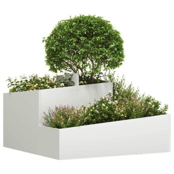 Garten-Pflanzgefäß Weiß 80 x 80 x 50 cm Kaltgewalzter Stahl