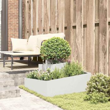 Garten-Pflanzgefäß Weiß 80 x 80 x 50 cm Kaltgewalzter Stahl