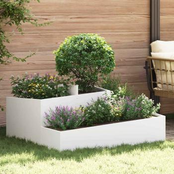 ARDEBO.de - Garten-Pflanzgefäß Weiß 100 x 100 x 50 cm Kaltgewalzter Stahl