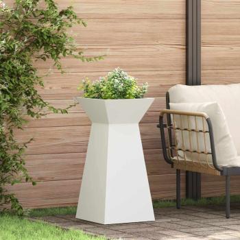 ARDEBO.de - Säulen Pflanzer 2 stk. Weiß 35 x 35 x 73 cm Kaltgewalzter Stahl