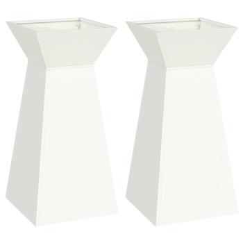 Säulen Pflanzer 2 stk. Weiß 35 x 35 x 73 cm Kaltgewalzter Stahl