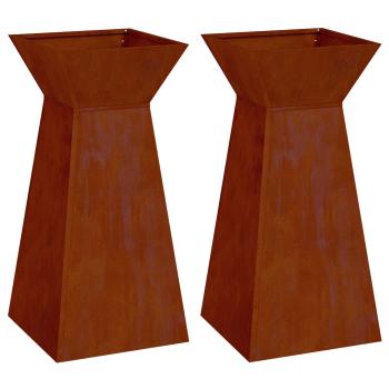 Säulen Pflanzer 2 stk. Rostoptik 35 x 35 x 73 cm