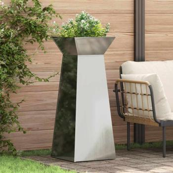 ARDEBO.de - Säulen Pflanzer 2 stk. Silber 40 x 40 x 100 cm Verzinkter Stahl
