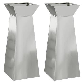 Säulen Pflanzer 2 stk. Silber 40 x 40 x 100 cm Verzinkter Stahl